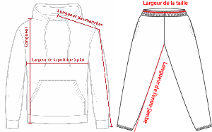 Charte de grandeur 18500B (L-JR à XL-JR) + P0595Y (L-JR à XL-JR)